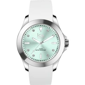 Ice-Watch - ICE Steel White Pastel Green - Wit dameshorloge met siliconen band - 020381 (Medium), Groen, riem