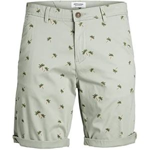 JACK & JONES Jpstbowie Jjshort Sa Printed Sn Chino Shorts voor heren, Sterk ijzer/details: jungle groen aop
