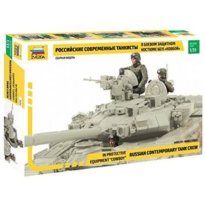 Zvezda 3684 500783684-1:35 Russian Contemporary Tank Crew kunststof modelbouwset voor beginners, gedetailleerd, ongeverfd