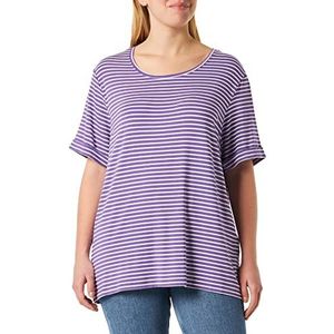 ONLY CARMAKOMA Carnanna SS Fold Up tee Jrs Noos T-shirt pour femme, Royal Lilac/Stripes : Cloud Dancer, 48-50 (grande taille)