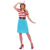 Smiffys Where's Wally Wenda, 50281L, officieel gelicentieerd product, dameskostuum, rood/wit, maat L 44-46