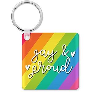 Grappige sleutelhanger | LGBTQ+ – afscheidscadeau voor collega's | Gay & Proud | Grappige sleutelhanger | KBH45 | meerkleurig, 5,8 cm x 5,8 cm, Meerkleurig, 5.8cm x 5.8cm