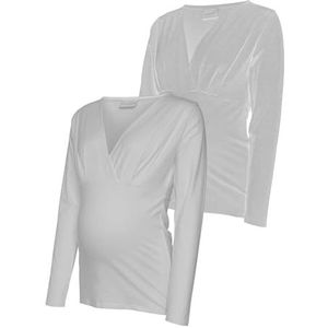 Mamalicious_NOS T-shirt met lange mouwen, dames, zwart/pakket: wit, sneeuw, S, Zwart / Pakket: witte sneeuw