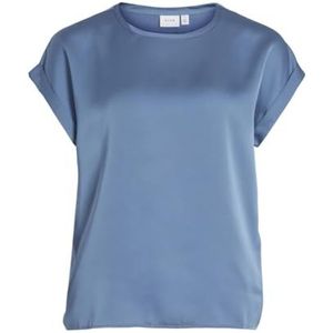 Vila Viellette S/S satijnen T-shirt voor dames, Coronet Blauw