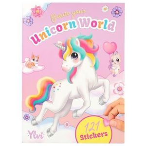 Depesche 12703 Ylvi Create Your Unicorn World stickerboek met 20 kleurrijke achtergrondpagina's om te personaliseren en 6 stickervellen, meerkleurig