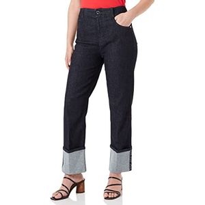 MOSCHINO 5 zakken broek met logo tape op The Cuffs jeans, denim, 33 dames, Blauw