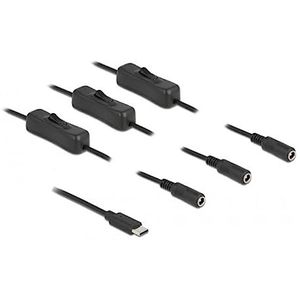 Delock USB Type-C™ stekker op 3x DC 5,5x2,1mm jack met schakelaar 1m