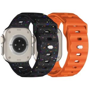 Suitisbest 2 stuks sportarmbanden compatibel met Apple Watch Ultra 2 / Ultra 49/44/45/42 mm, verstelbare siliconen armband met metalen drukknop voor iWatch Series 9 SE 8 7 6 5 4 heren