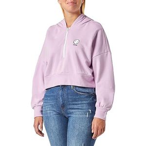 myMo ATHLSR Sweat à capuche court pour femme, violet/transparent, L