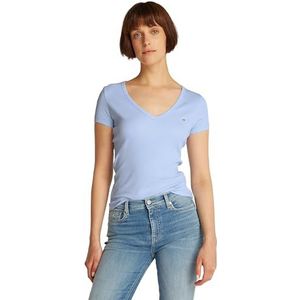 Tommy Jeans Tjw Slim Essential Rib V Ss Dw0dw17385 T-shirt S/S dames, Blauw (Sweet Blue)