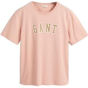 GANT T-shirt à col en C avec logo Rel pour femme, Sunset automnal, S