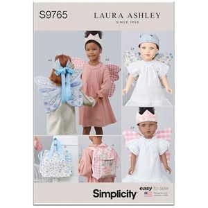 SIMPLICITY Laura Ashley OS SS9765OS kindervleugels in de maten S-M-L, kroon, rugzak, vleugels en kroon voor poppen of pluche dieren, eenheidsmaat