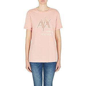 Armani Exchange T-shirt à manches longues pour femme avec logo en strass sur le devant, Lady, XL