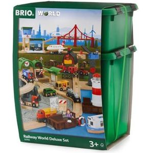 BRIO World - 33766 - Extraordinary World Circuit van Brio - ultra-complete set met 106 delen - thema reiziger + boerderij + lading + haven + luchthaven - houten treinbaan baan - vanaf 3 jaar
