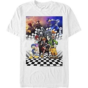 Disney Kingdom Hearts Group Checkers Organic T-shirt à manches courtes, Blanc., S