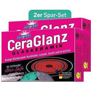 abrazo CeraGlanz Lot de 4 nettoyants pour plaques vitrocéramiques 2 x 2 pièces | Antibak. Nettoyant vitrocéramique, nettoyant pour plaques vitrocéramiques, cuisinières, nettoyer sans rayures