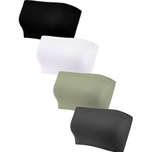Geyoga 4 stuks strapless bandeau beha, naadloze bralettes rekbare niet-gewatteerde bandeau buis top beha voor vrouwen, Levendige kleuren., XL