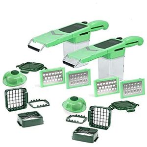 Genius Nicer Dicer Quick Professional 24-delige set - hakmolen met 6 verwisselbare messen en opvangbak 320 ml in handformaat | met bevestigingsframe