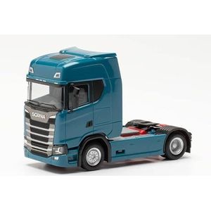 herpa 306768-004 Scania CS 20 HD Tractor trouw in schaal 1:87, model vrachtwagen voor diorama, modelbouw, verzamelstuk, miniatuurdecoratie van kunststof, kleur: blauw