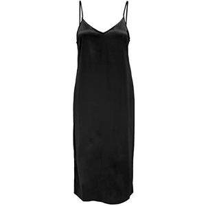 ONLY Onlvictoria Noos W satijnen midi-jurk voor dames, zwart, M, zwart.