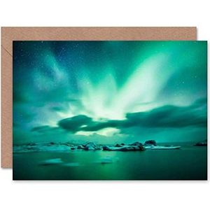Greeting Gift Foto Arctic Aurora Borealis Northern Lights Sealed Greeting Card Plus Envelop Wit Binnenkant Gift Fotografie Licht