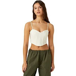 Koton T-shirt bustier crop spaghetti strappy asymétrique pour femme, Écru (010), 36