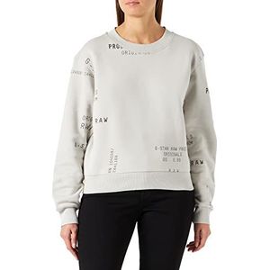G-STAR RAW Pull Cropped Allover Loose Pull pour femme, Multicolore (Cool Grey Type Face 2.0 D22109-d165-d456), L