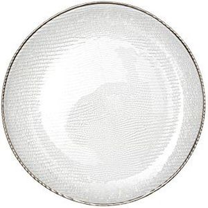 Excelsa Transparante platina glazen bord met zilveren rand, 33,5 x 33,5 x 2 cm