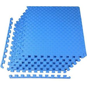 BalanceFrom Extra dikke puzzelmat, 2,5 cm, met in elkaar grijpende tegels van EVA-schuim voor MMA, oefeningen, gymnastiek en thuissportschool, 2,5 cm dik, 7,3 m² (blauw)
