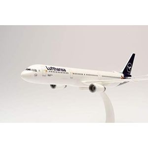 herpa 612432 - Airbus A321 ""Die Maus"", Lufthansa tweeplan, vleugels, vliegtuigmodel met houder, modelbouw, miniatuurmodellen, verzamelstukken, kunststof, snap fit, schaal 1:250
