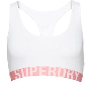 Superdry Large Logo Crop Bralette Nh Lingerie Femme, Blanc/corail fluo, 10