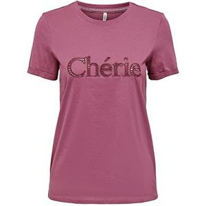 ONLY Onlhunie Reg S/S Fold-up Top Box Jrs Top Dames Top, Roze wijn / Print: Cherie