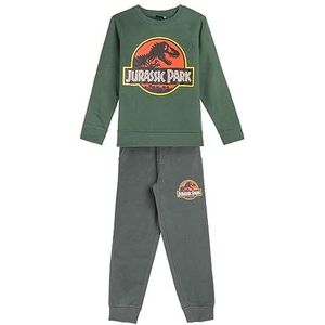 Jurassic Park Trainingspak, complete set, 2-delig, maat 5 jaar, katoen en polyester, kleuren groen en grijs, origineel product, ontworpen in Spanje