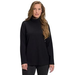 Ulla Popken, Dames T-Shirt Turtle Neck T-Shirt zwart 44-46 oversized, zwart.