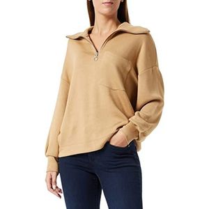 TOM TAILOR Troyer dames sweatshirt, 27841, Soft Light Camel, 3XL, 27841 - Soft Light Camel