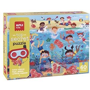 APLI Kids 19220 - Puzzel Top Secret Model Puzzel 60-delige puzzel met magische bril om verborgen elementen te ontdekken, strandkleur (19220)