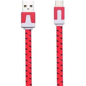 Shot Case Noodle Type C kabel voor Samsung Galaxy S10+ Android-oplader USB 1, 5 m, gevlochten aansluiting (rood)