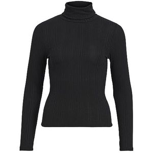 Object Objadrianna L/S Rollneck Top Noos T-shirt met lange mouwen voor dames, zwart.