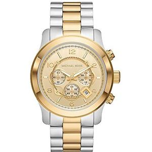 Michael Kors Runway herenhorloge, chronograaf uurwerk, 45 mm roestvrijstalen behuizing met roestvrijstalen armband, MK9075, Zilver (zilver)