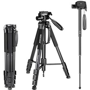 Neewer Draagbaar statief van aluminiumlegering 2-in-1 maximaal 177 cm met 3-weg draaibare kop en draagtas voor camera, DSLR-camcorder, DV