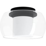 EGLO Briaglia-c led-plafondlamp, elegante dimbare plafondlamp, smart-woonkamerlamp van metaal, zwart, met glazen bol en ondoorzichtige cilinder, warm wit, koud, RGB