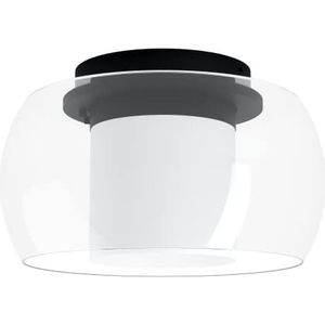 EGLO Briaglia-c led-plafondlamp, elegante dimbare plafondlamp, smart-woonkamerlamp van metaal, zwart, met glazen bol en ondoorzichtige cilinder, warm wit, koud, RGB