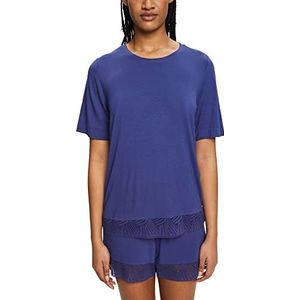 ESPRIT Ensemble Pyjama Court en Dentelle, bleu foncé, 46