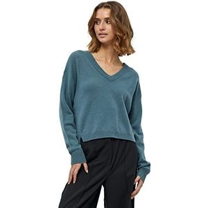 Minus Majsa Gebreide damestrui met V-hals, marineblauw nevel, L, marineblauw
