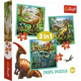 Trefl, Puzzel, de ongelooflijke wereld van de dinosaurussen, van 20 tot 50 stukjes, 3 sets, voor kinderen vanaf 4 jaar
