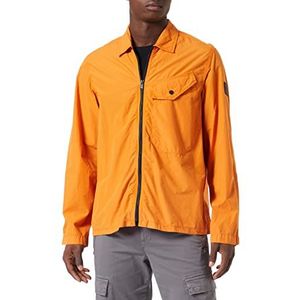 BOSS Lool 1 Oversize Shirt met ritssluiting en borstzak voor heren, open oranje