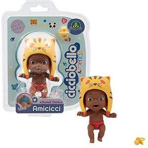 Cicciobello - CC038400, Giochi Preziosi dierenvrienden Cuties Tiger Boy, Cicciobello minifiguur met dierenkap en staart op de luier, voor meisjes vanaf 3 jaar