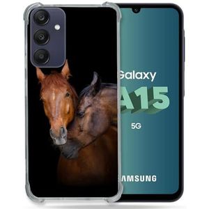 Cokitec Versterkte hoes voor Samsung Galaxy A15 4G / 5G dierenpaard bruin