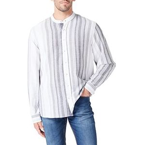 Koton T-shirt basique tissé mandarin avec poche col détaillé pour homme, Black Stripe (04 m), XL