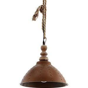 Eglo Hanglamp Riddlecombe, 1-vlammige hanglamp vintage, industrieel, retro, hanglamp hout, staal en natuurlijk touw, eettafellamp, woonkamerlamp hangend, in bruin, zwart, E27 fitting
